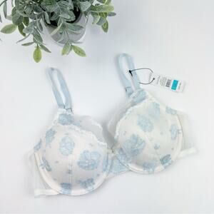 Skarlett Blue White and Blue Lace Amour Bra Size 34C